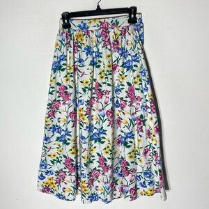 Vintage Katy Floral Print Gathered Waist A Line Skirt W Pockets S Cottagecore